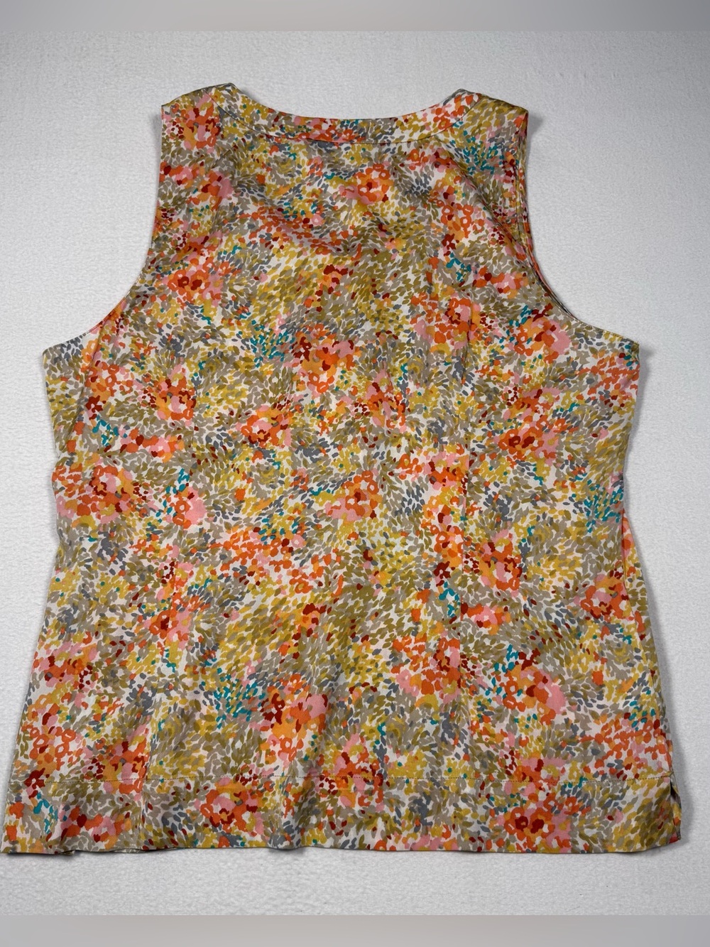 Silk blend Floral Print Sleeveless Tank Top orange fall lightweight